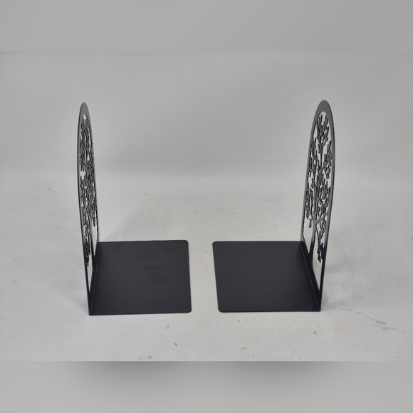 Black Metal Tree Pattern Bookends - Picture 3 of 3